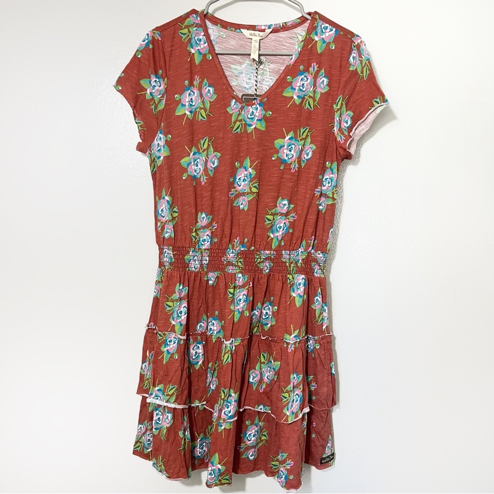 Matilda James Looks To Frill Floral T shirt Dress w Ruffled Skirt Sz S
